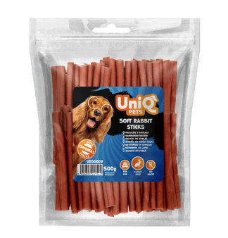UniQ poslastice za pse, 500g, mekani štapići od zečetine