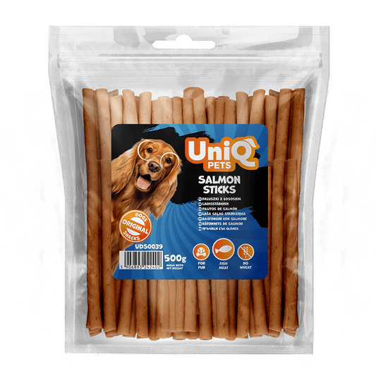 UniQ poslastice za pse, 500g, štapići od lososa