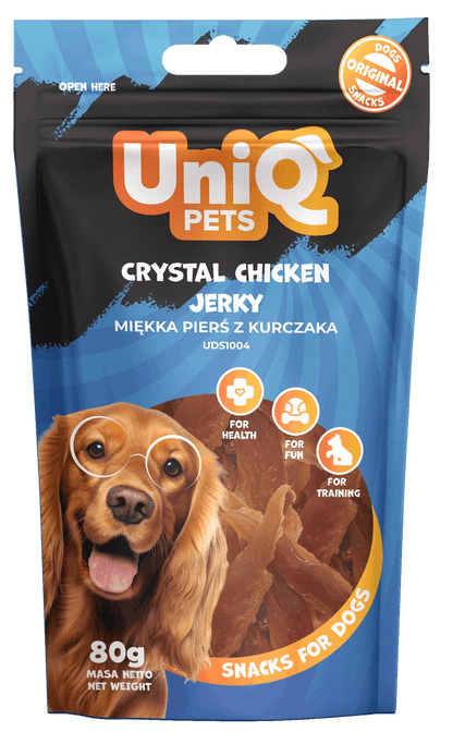 UniQ poslastice za pse, 80g, sušeno pileće meso