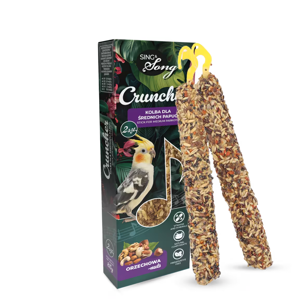 SING & SONG hrskavac za papagaje srednje veličine, 85g, orasi