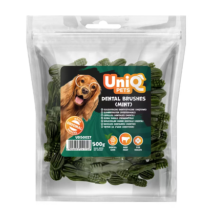 UniQ poslastice za pse, 500g, dentalne četkice (menta)