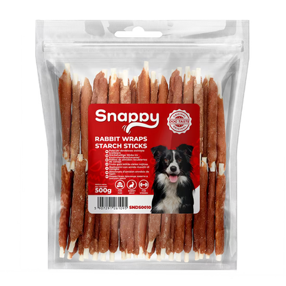 SNAPPY poslastice za pse, 500g, štapići od skroba obmotani zečetinom