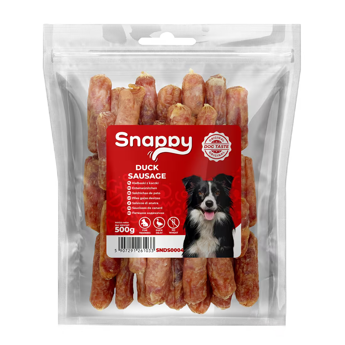 SNAPPY poslastice za pse, 500g, kobasice od pačetine