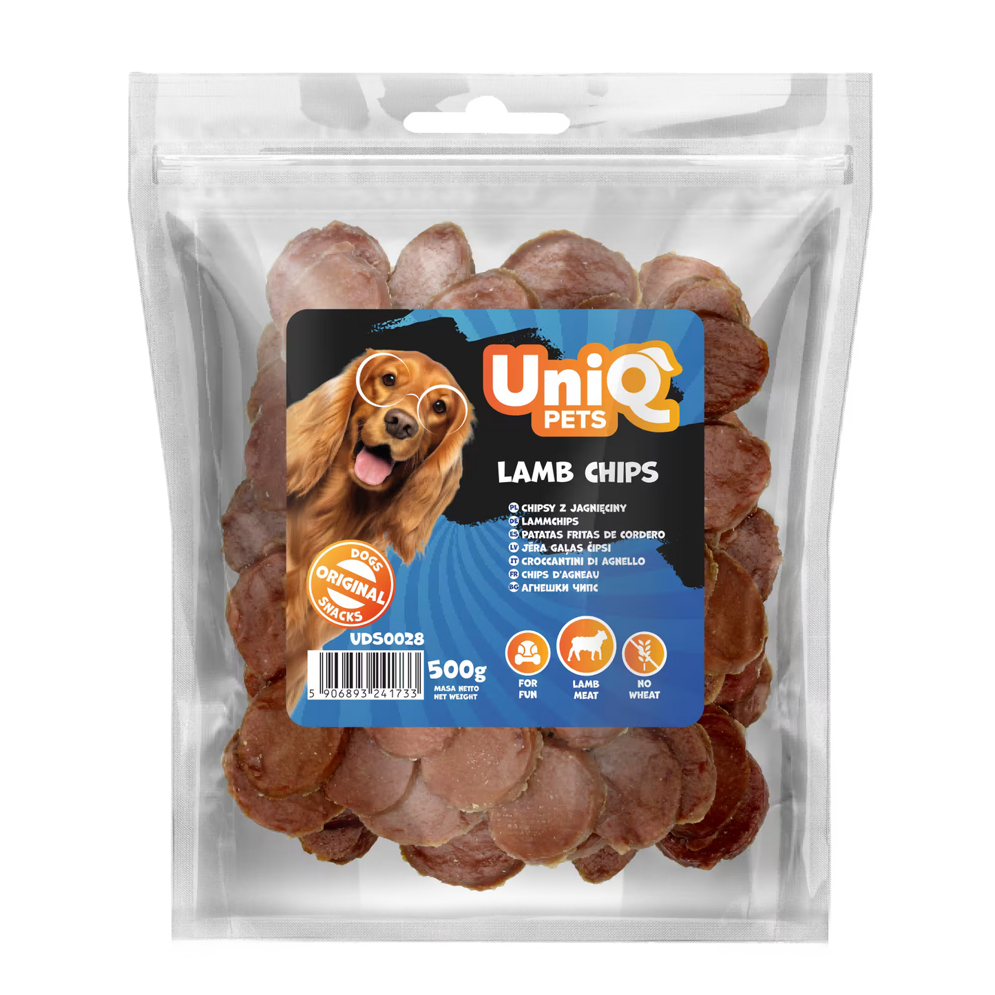 UniQ poslastice za psa, 500 g, čips od jagnjetine