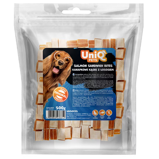 UniQ poslastice za pse, 500g, sendviči od lososa