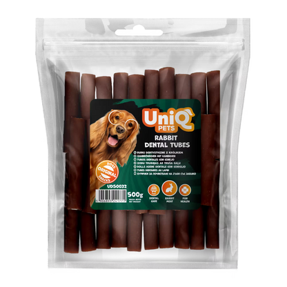 UniQ poslastice za pse, 500g, dentalne cevi od zečetine