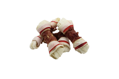 UniQ poslastice za pse, 500g, kosti od sirove kože sa pačetinom