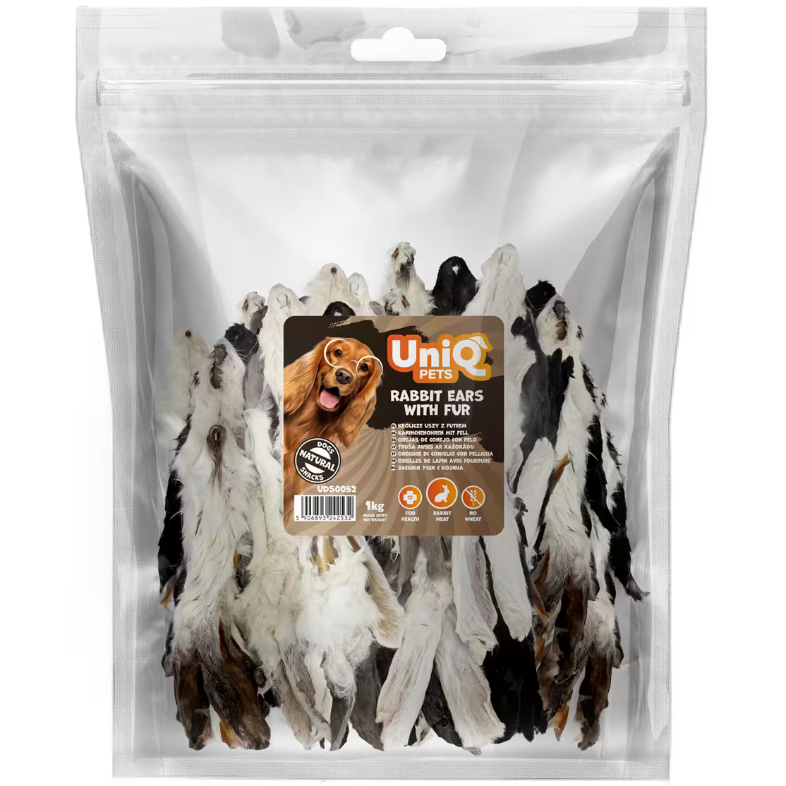 UniQ poslastice za psa, zečje uši sa krznom