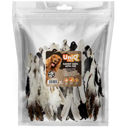 UniQ poslastice za psa, zečje uši sa krznom