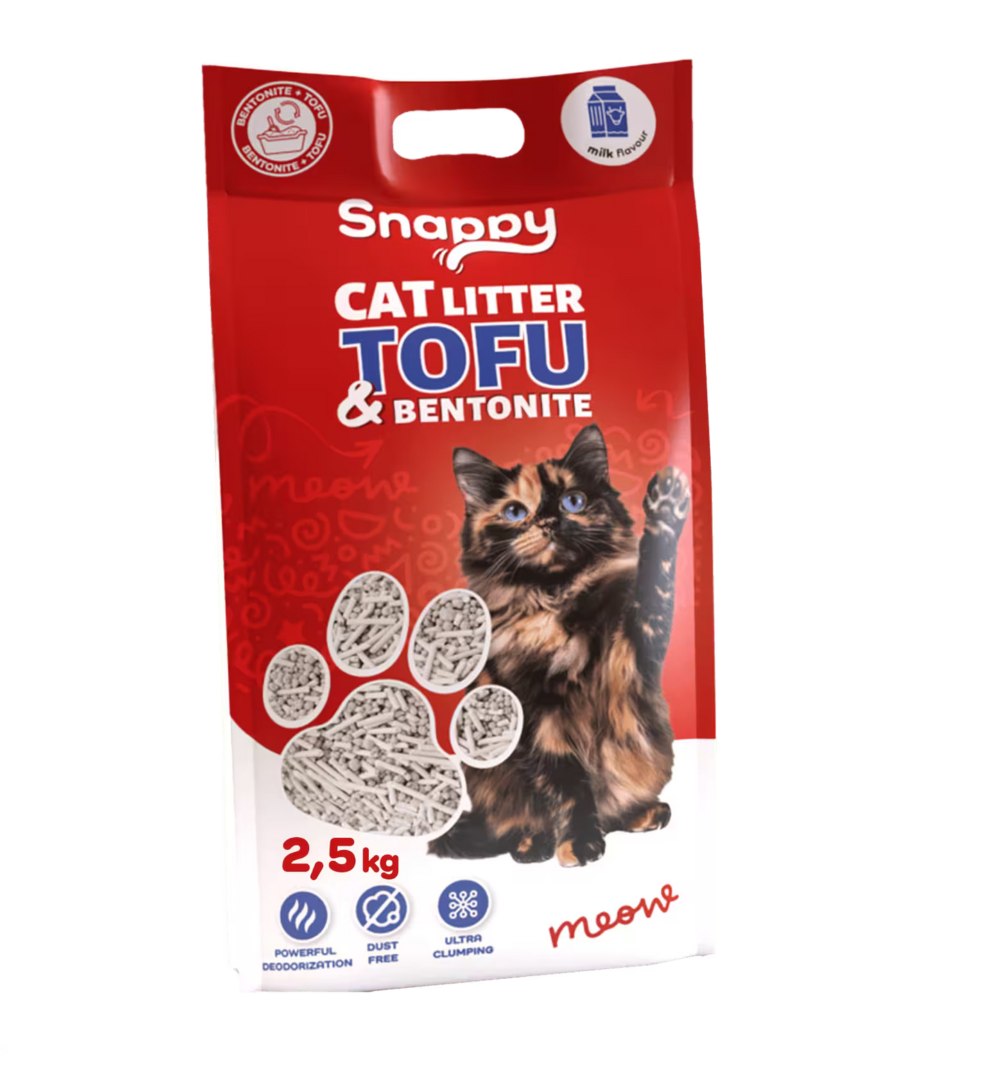 SNAPPY posip za mačke, Tofu & Bentonit Miks 2,5kg (Mleko)