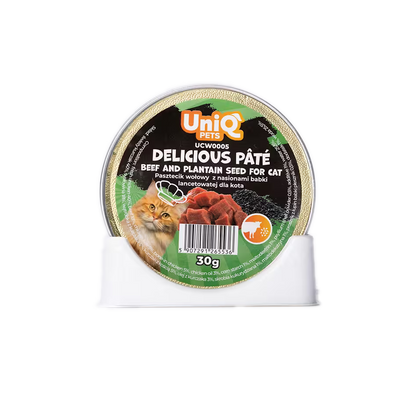 UniQ vlažna hrana za mačke, 30g×8kom, pašteta sa govedinom i semenom bokvice