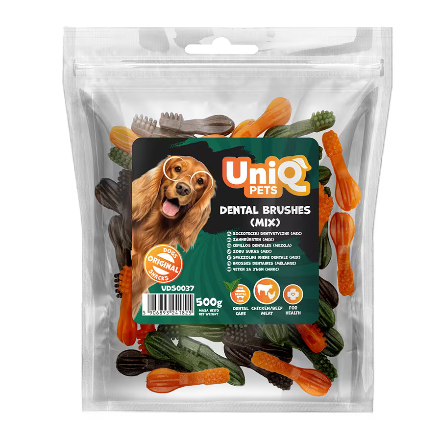 UniQ poslastice za pse, 500 g, dentalne četkice (mešavina)